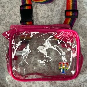 Pink Transparent  Bag with Rainbow Strap